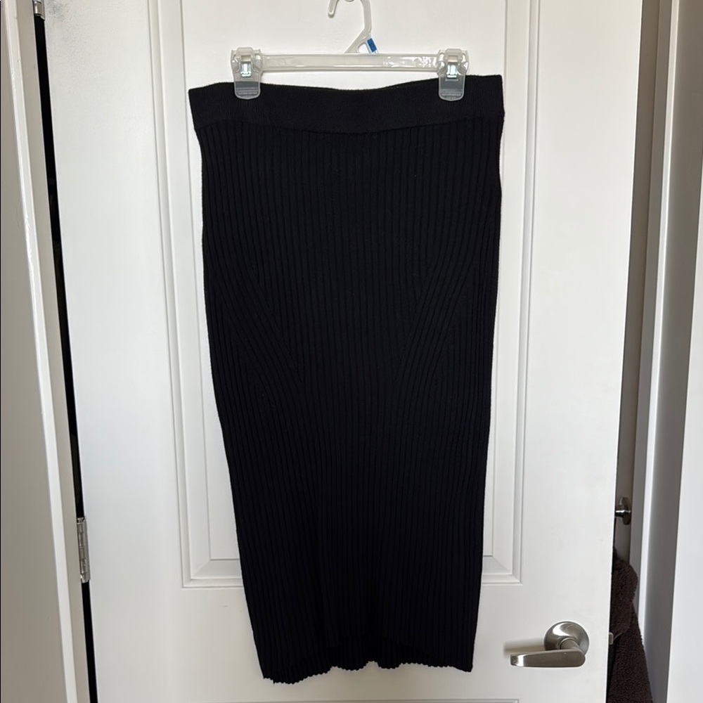 a new day Black Ribbed Midi Skirt